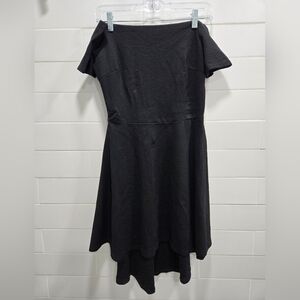 Chic Off-Shoulder Black Midi High Low Dress